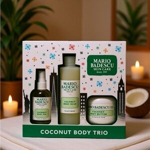 Limited Edition Mario Bedescu Coconut Body Trio 3pc Holiday Set Soap Oil Kit